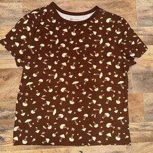 Brown Mushroom Print girls T-Shirt size XL 15/17